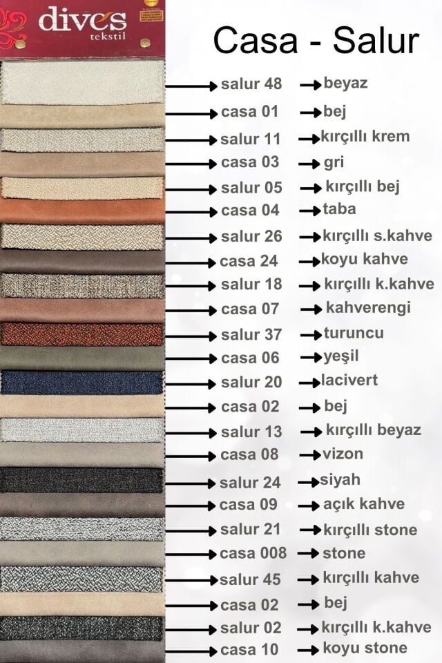 Casa - Salur Serisi Premium 1.Kalite Silinebilir Nubuk Kumaş Açık Kahve