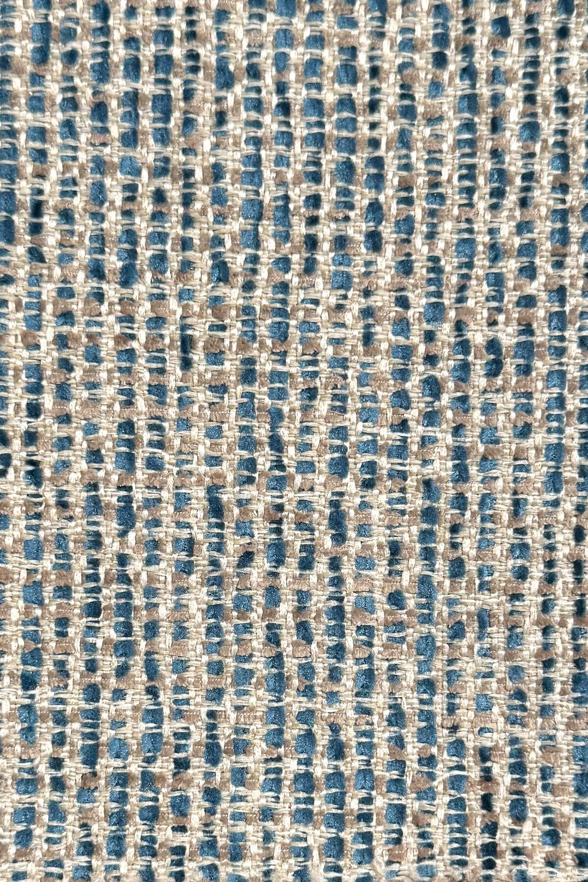 Side Serisi Premium 1.Kalite Silinebilir Döşemelik Dokuma Kumaş Mavi Kahve