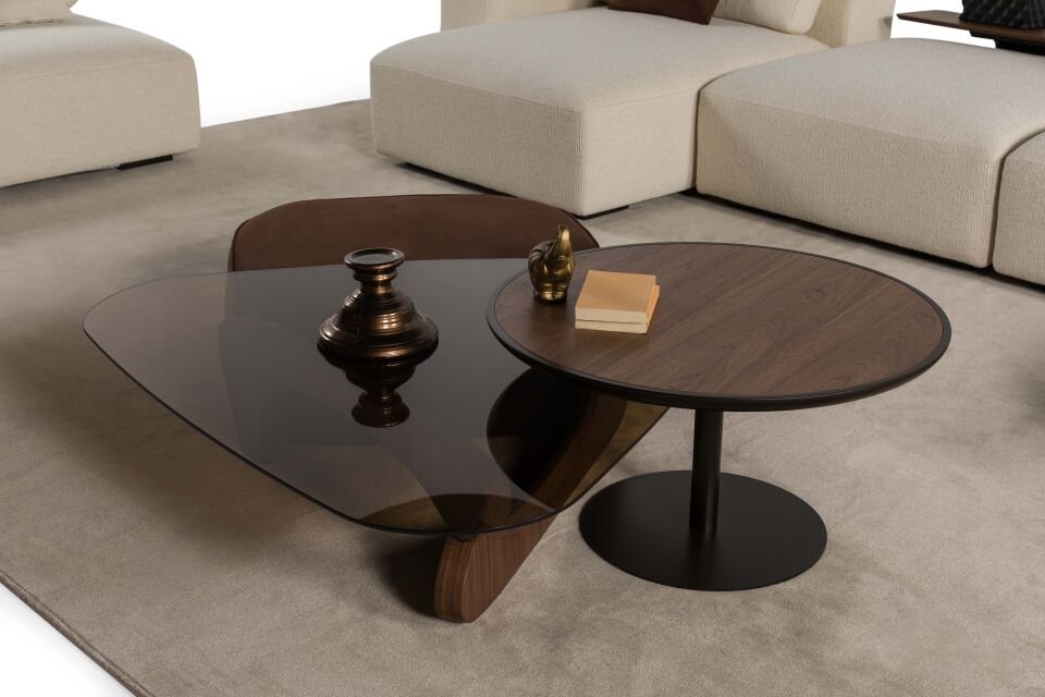 Oslo Yuvarlak Ceviz Sehpa